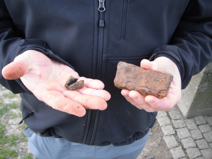 The shell and bullet fragments we found by Langemark Cemetery